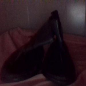 Black one inch heeled ankle boots